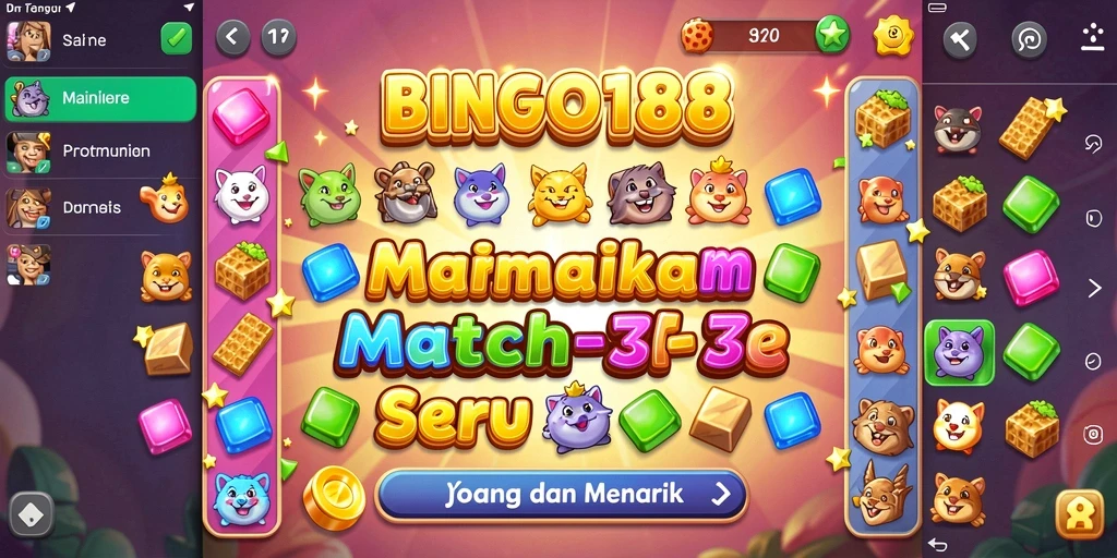 Tampilan gameplay Match-3 yang seru di BINGO188.