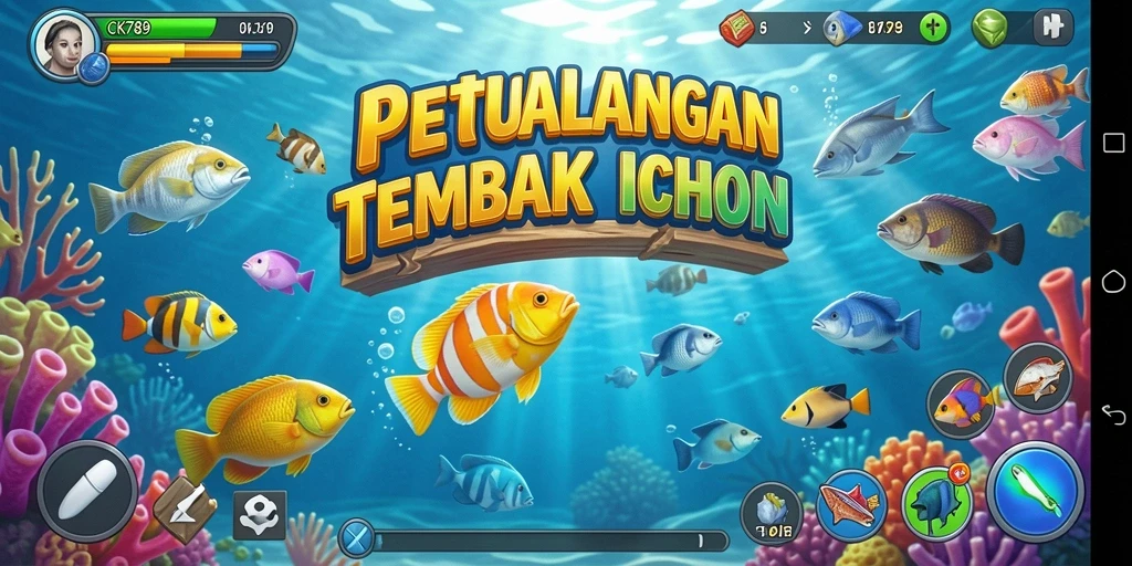 Tampilan gameplay CK789 yang penuh aksi menangkap ikan.