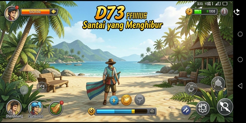 Tampilan gameplay D73 yang menarik dan penuh warna.