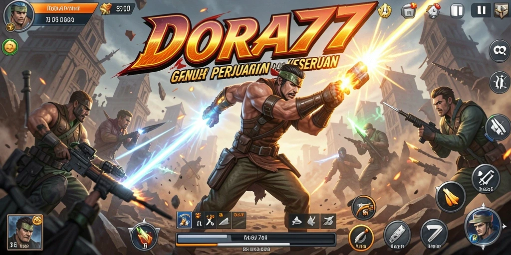 Tangkapan layar DORA77 menampilkan aksi seru dalam pertempuran hebat.