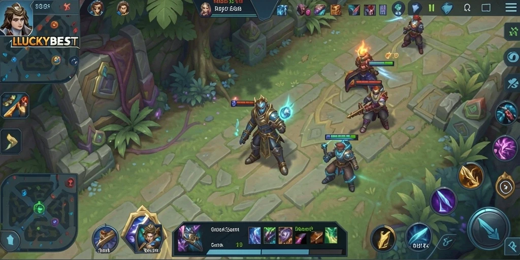 Tangkapan layar mendebarkan dari gameplay MOBA LUCKYBEST.