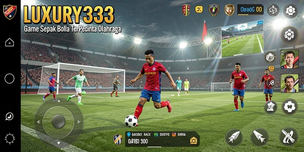Tampilan gameplay LUXURY333 yang mendebarkan di lapangan sepak bola.