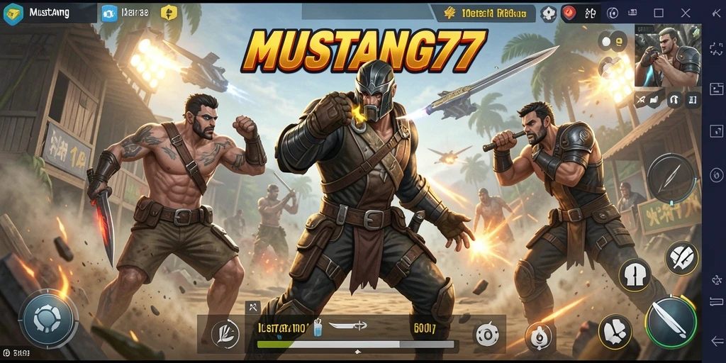 Tampilan gameplay seru dari MUSTANG77 dalam pertarungan Battle Royale.