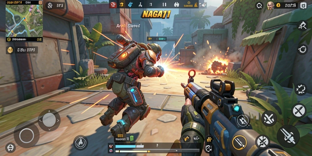 Tampilan gameplay NAGA11 yang mendebarkan dan dinamis.