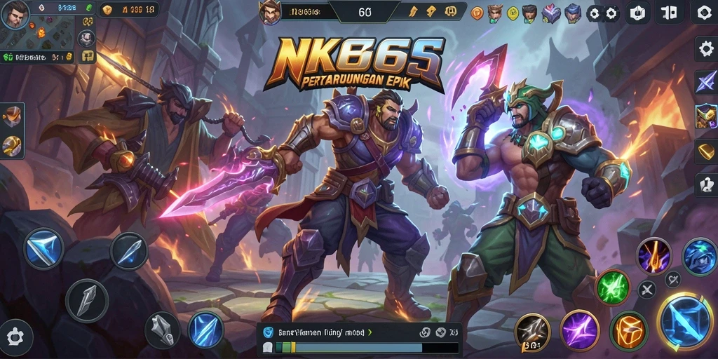 Gameplay NK666 dengan pertarungan seru di arena MOBA.