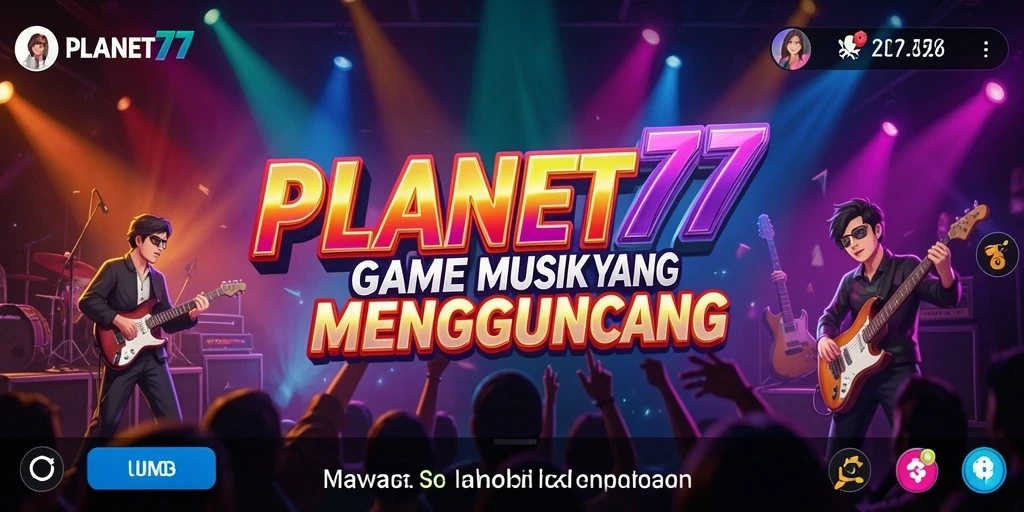 Tampilan gameplay PLANET77 dengan beragam lagu musik.