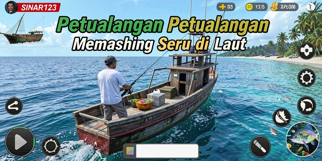 Tampilan gameplay SINAR123 yang menarik saat memancing di laut.