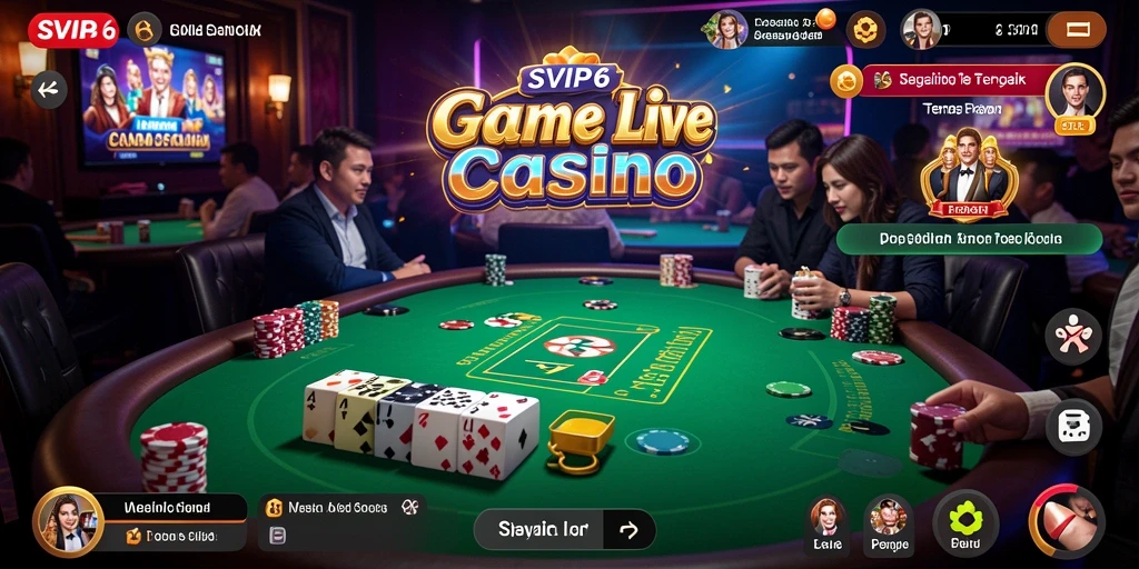 Screenshot SVIP6 menampilkan dealer live dalam permainan kasino yang mendebarkan.